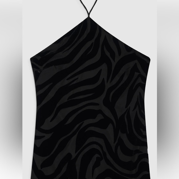 Anine Bing Leanne black maxi dress zebra burnout velvet texture size L NWT - Picture 10 of 11